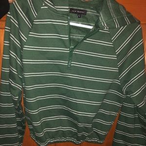 Green Striped L.A. Hearts Quarter Zip Jacket
